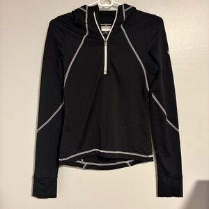 Lululemon Quarter Zip Black Hooded Athletic Top Size 4